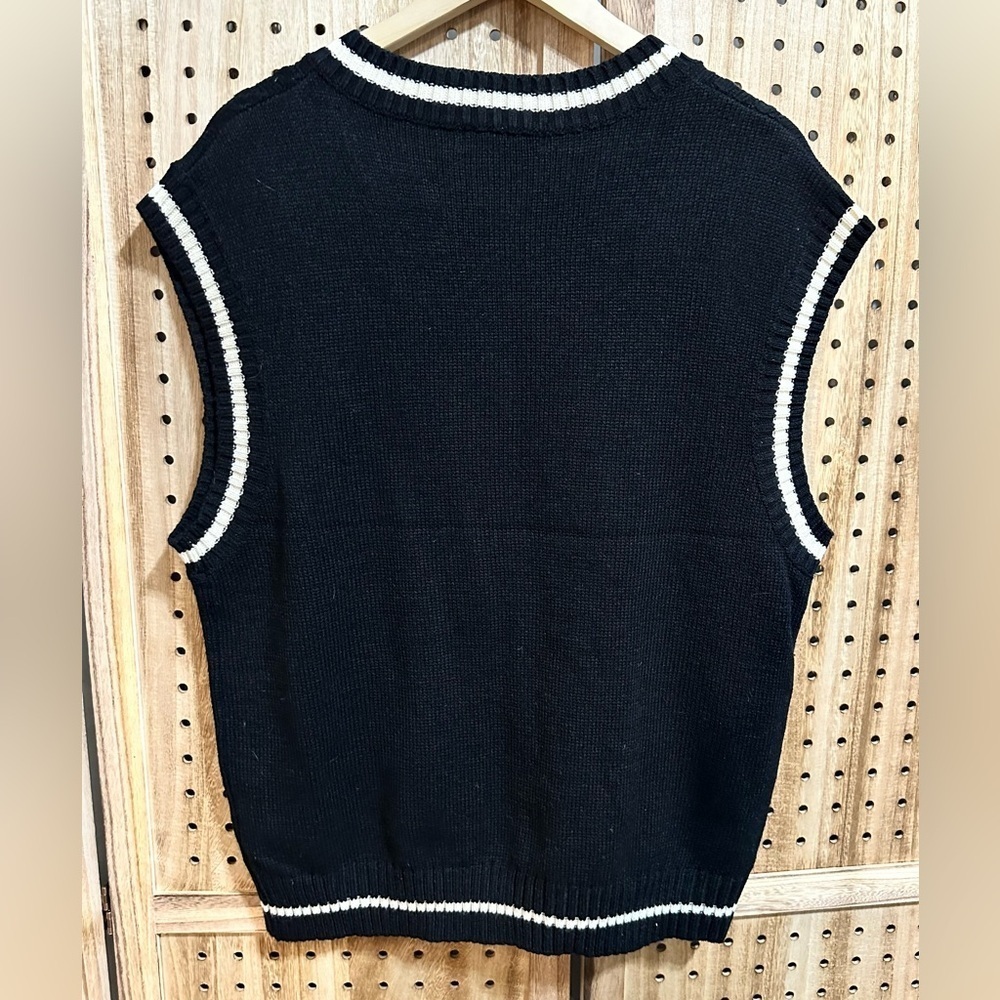Say What? Black & Cream Sweater Vest and Corduroy Mini Skirt Set - Picture 5 of 10